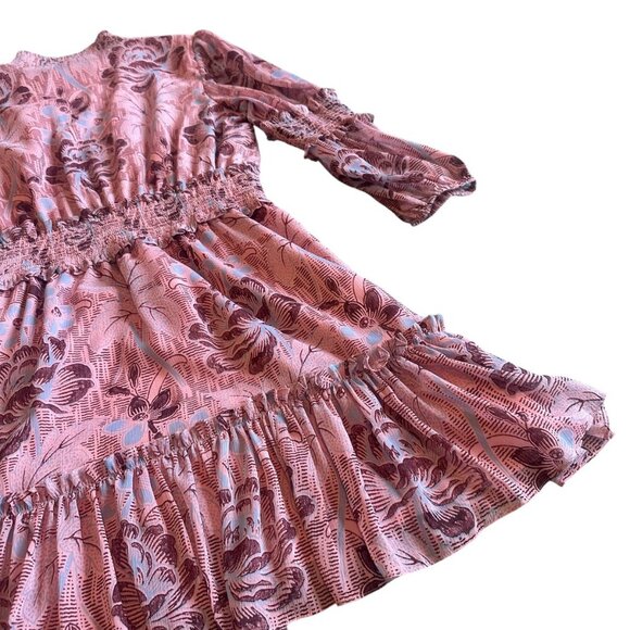 Likely Rowe Floral Rose Print Ruffle Mini Dress Smocked Waist Size 8 Women's - Picture 12 of 14
